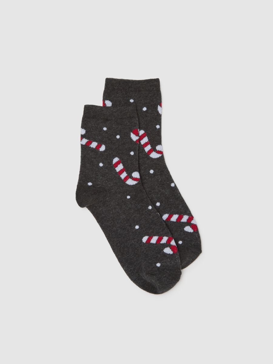 Stretch black cotton-blend Christmas socks_0