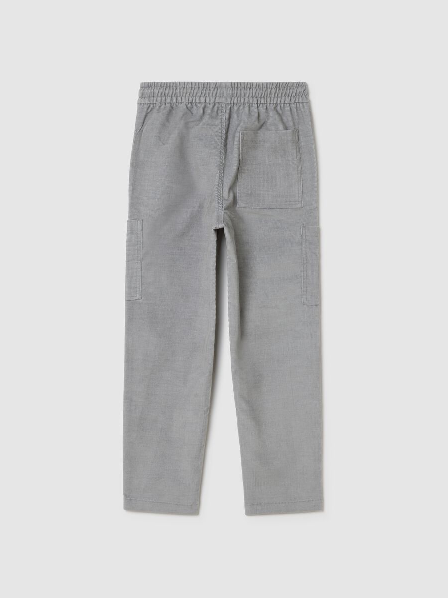 Grey Cargo Trousers in Cotton Blend_4