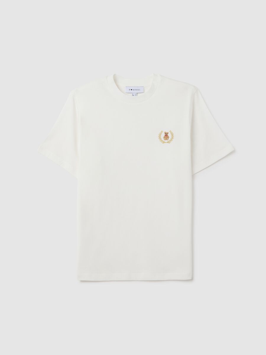 White pure cotton T-shirt relaxed fit with emblem_4
