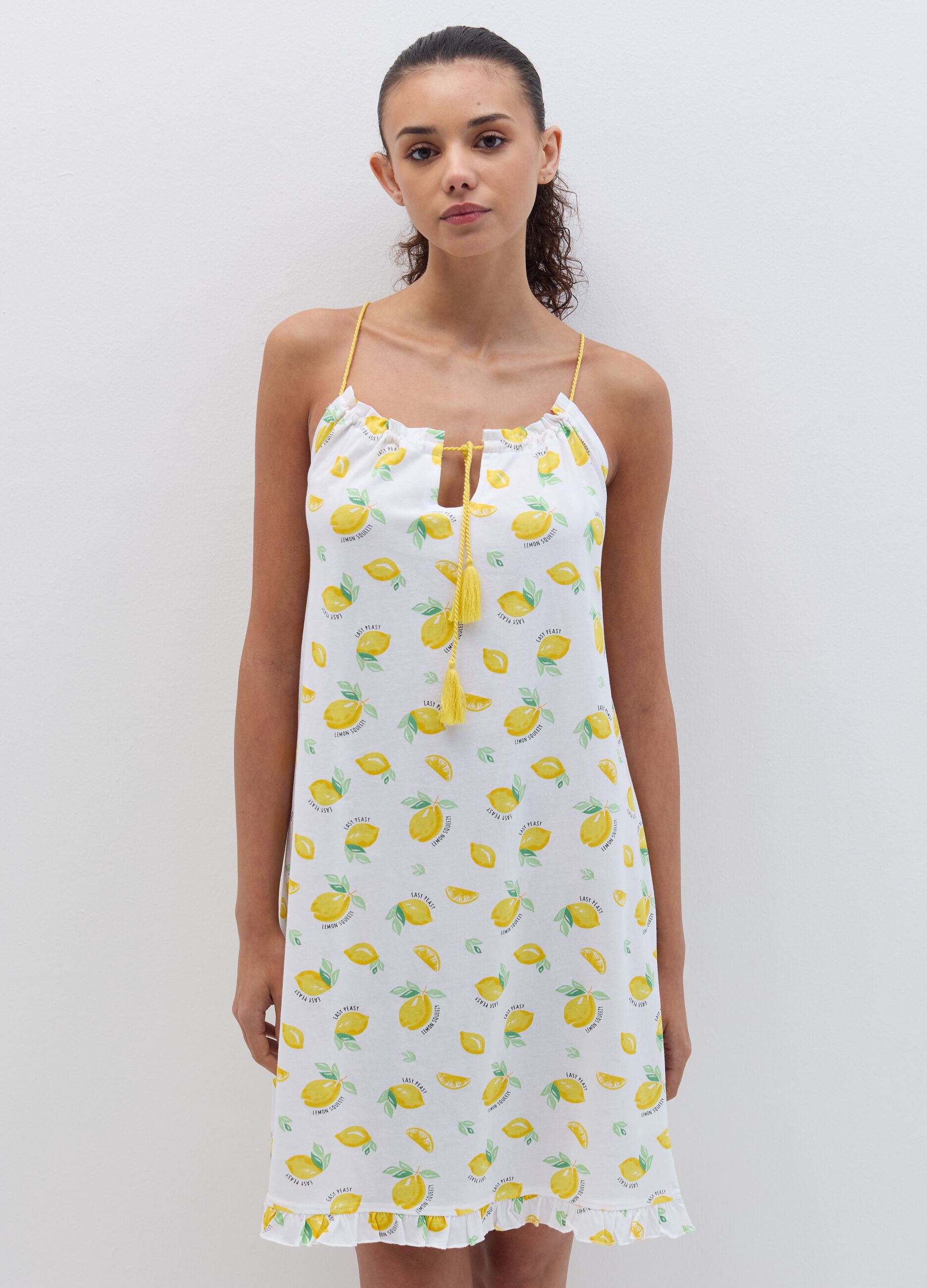 Nightdress with lemons print