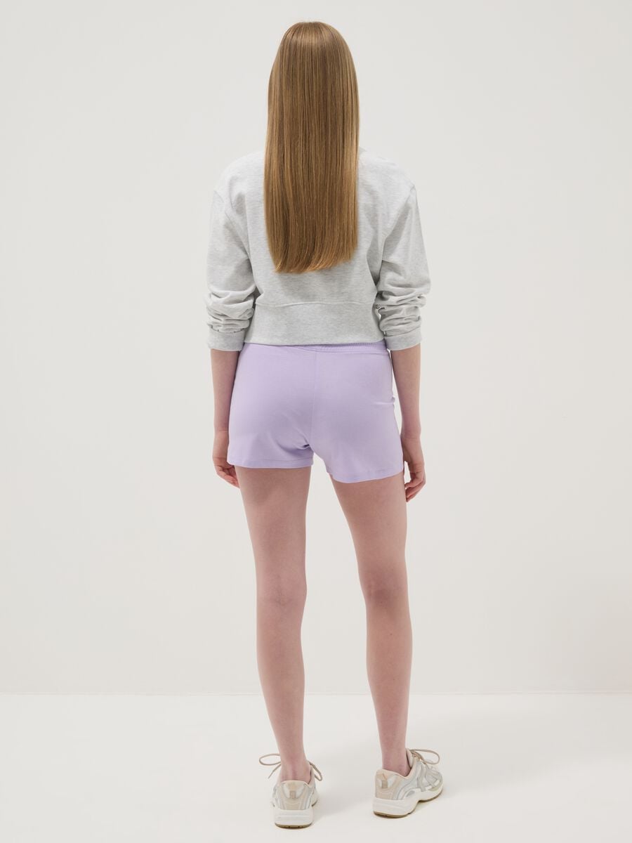 Pantaloncini in puro cotone viola da ragazza regular fit_1