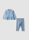 Blue stretch cotton set with crew neck_0