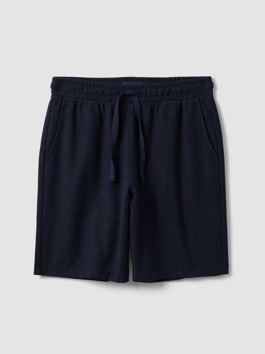 Shorts jogger blu in misto cotone con coulisse relaxed fit_4