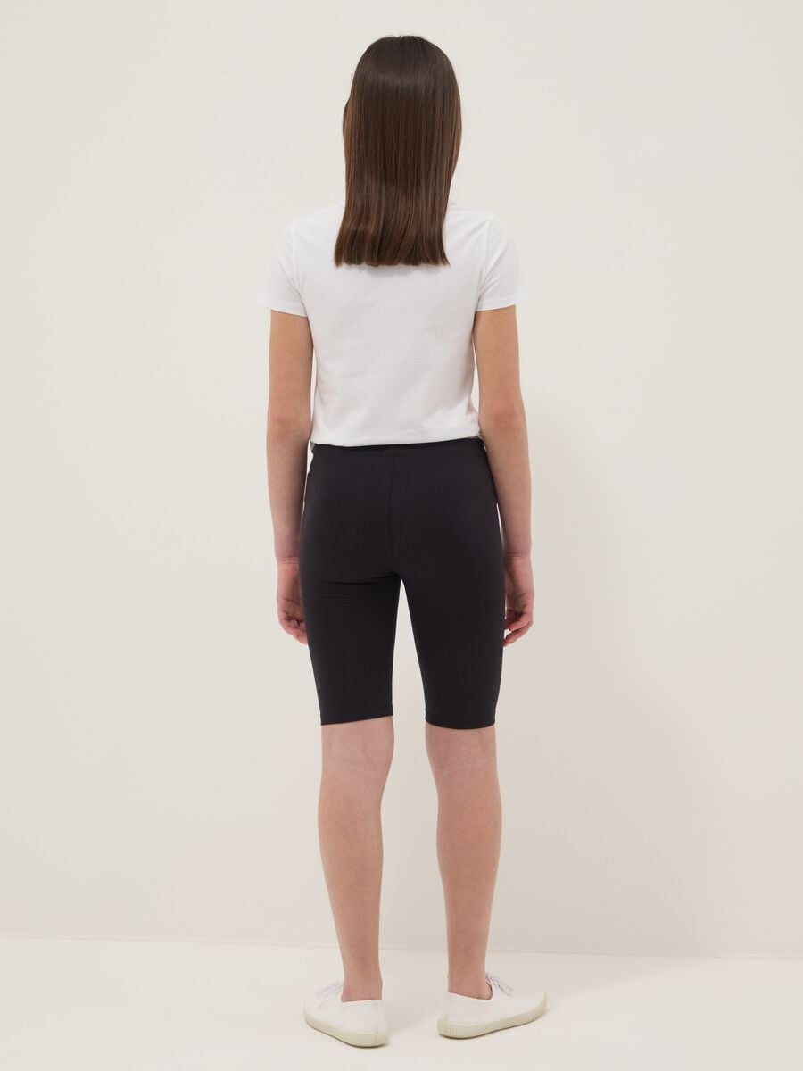 Girls&rsquo; black skinny cycling shorts in stretch cotton_1