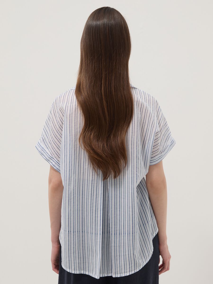 White shirt with light-blue stripes in pure cotton, regular fit_3