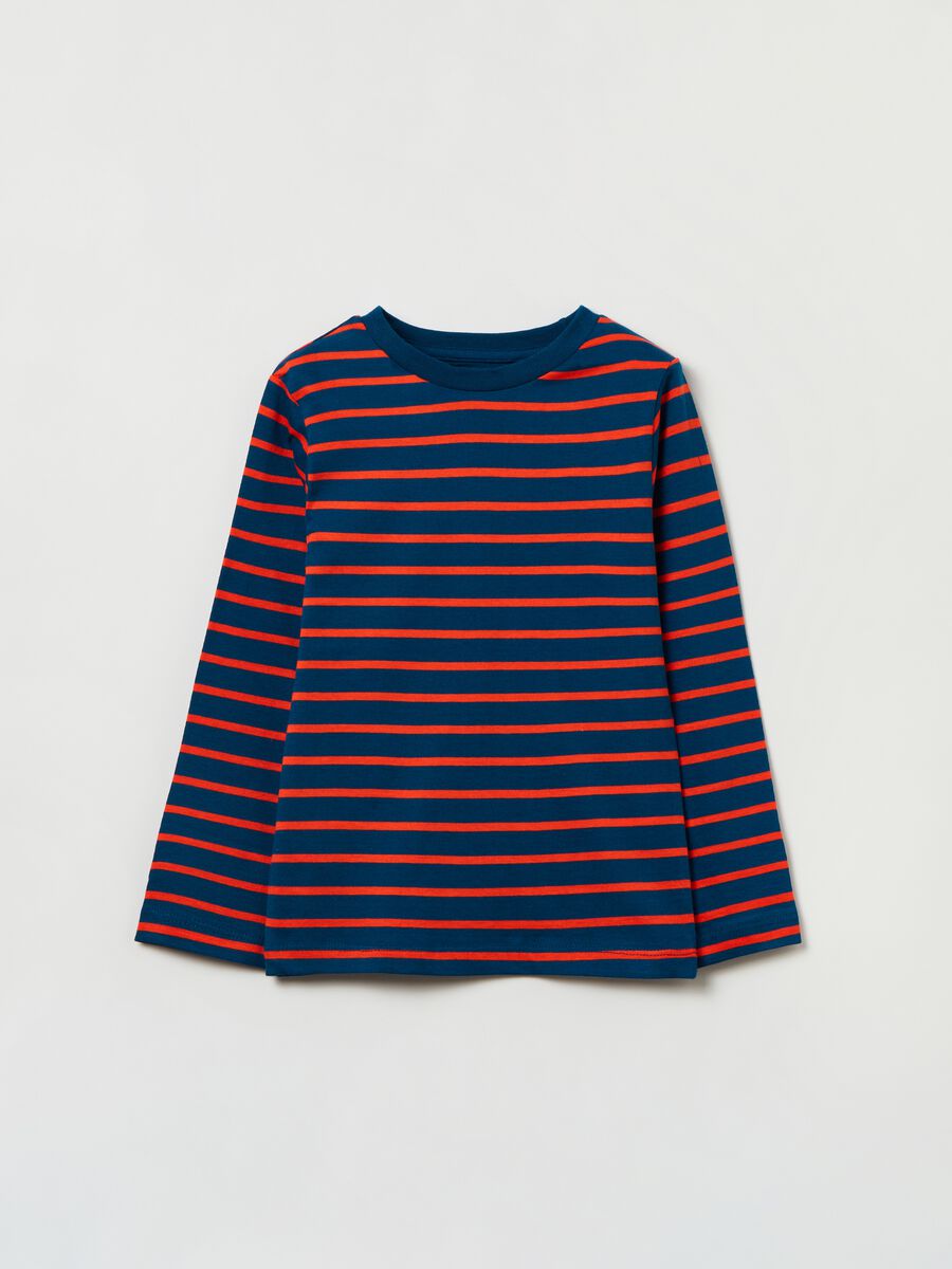 T-shirt in cotone a righe_0