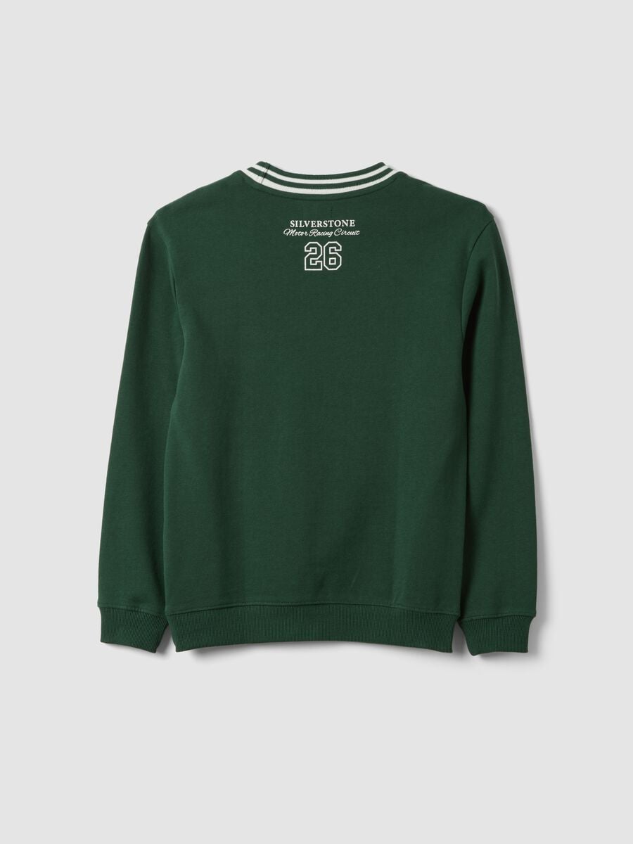Green 100% cotton sweatshirt with contrast crew neck_1