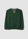 Green 100% cotton sweatshirt with contrast crew neck_1