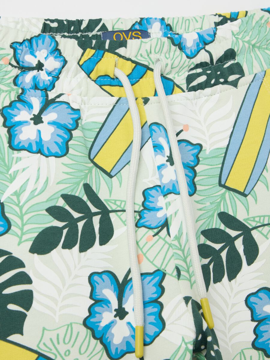 Cotton Bermuda shorts with drawstring and print_3