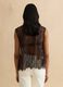 Regular fit brown lace tank top with bow_2