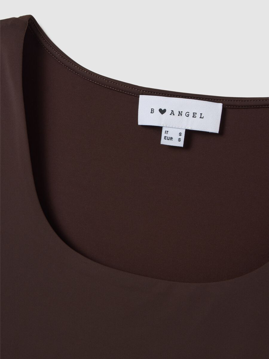 Brown fitted stretchy blend top_5