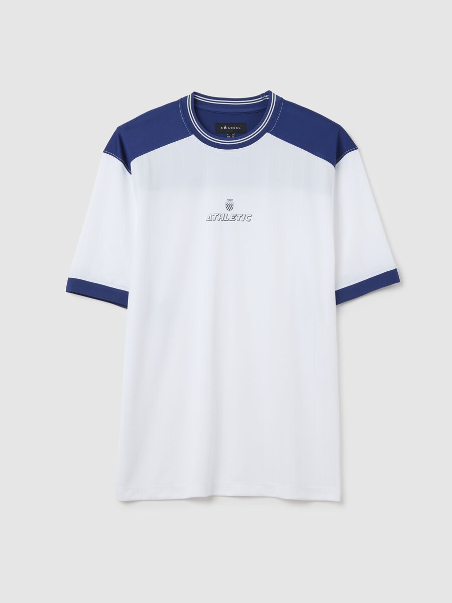 White and blue T-shirt in mesh with print_4