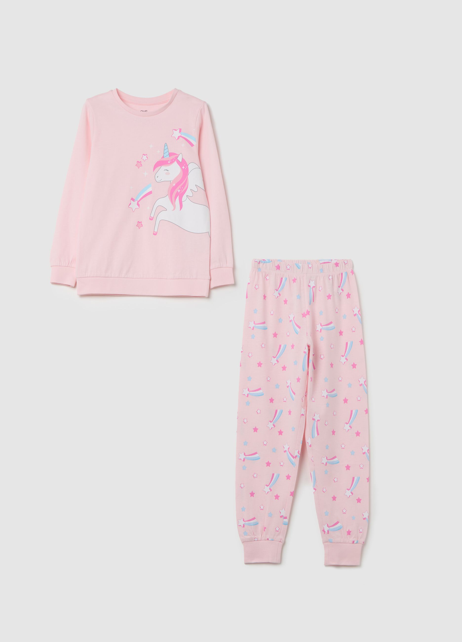 Cotton pyjamas with unicorn print