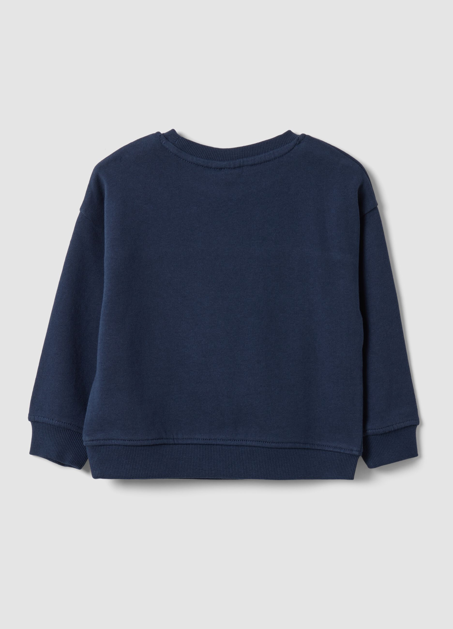 Felpa over blu in puro cotone organico girocollo per bimbo