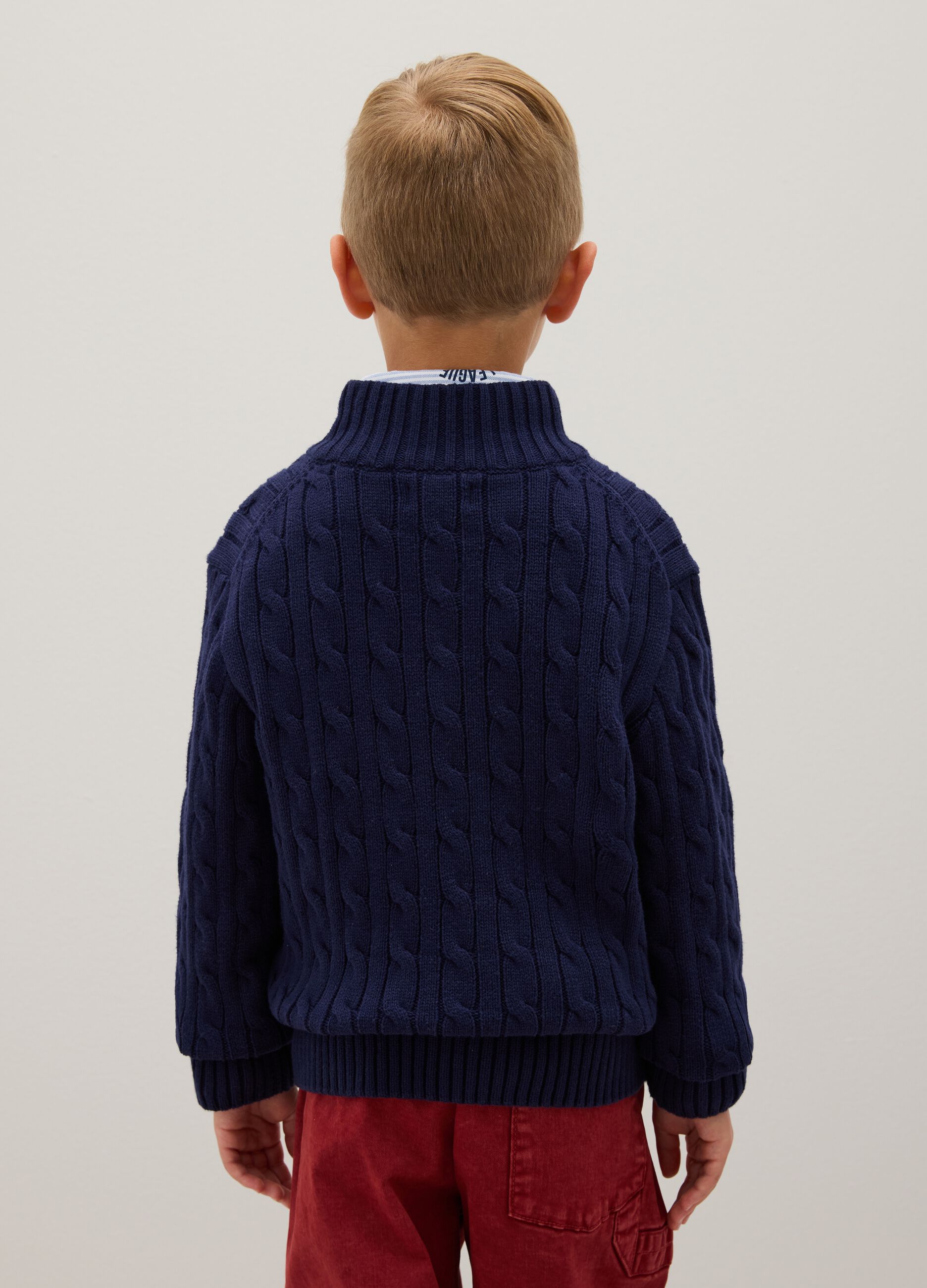 Maglione da bambino in puro cotone blu over fit