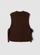 Brown ribbed viscose-blend gilet with side bows, regular fit_2