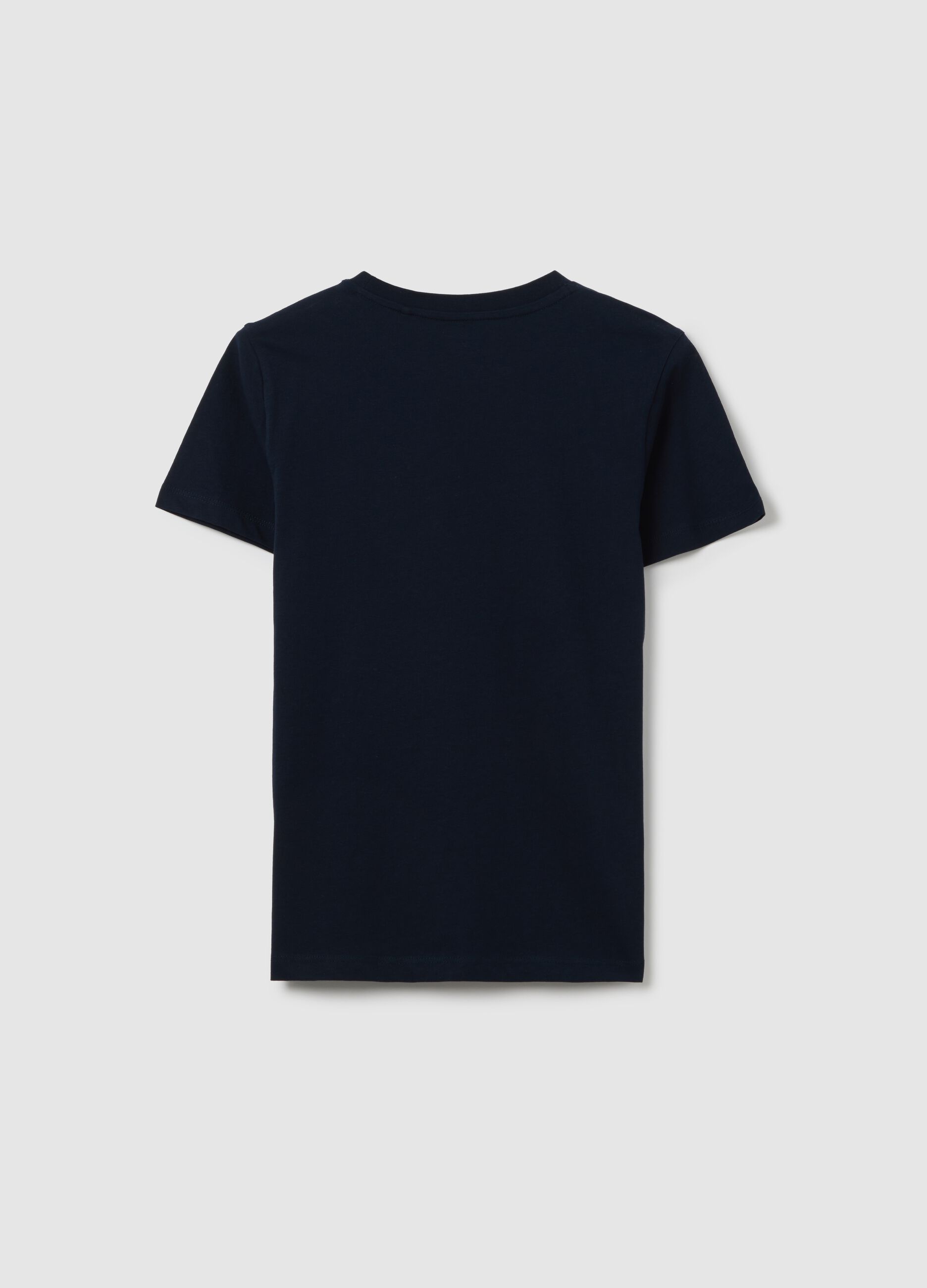Boys’ blue slim-fit T-shirt in 100% cotton with round neck