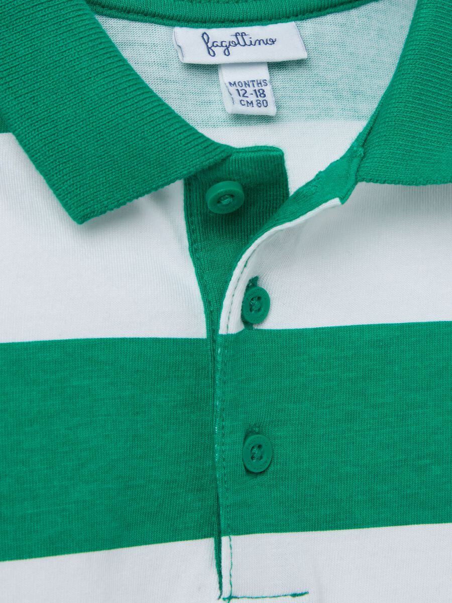 Long-sleeved polo shirt in striped cotton_3