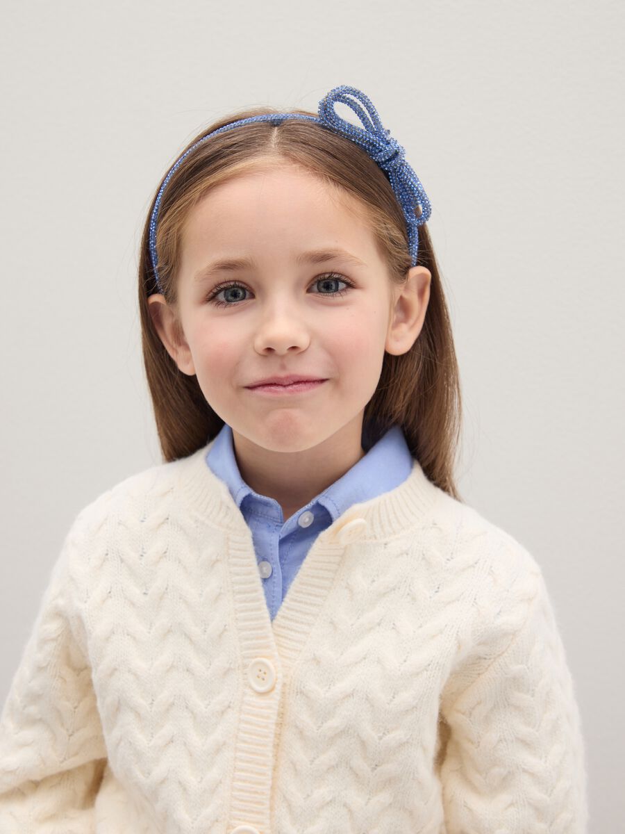 Cerchietto da bambina blu con fiocco_0