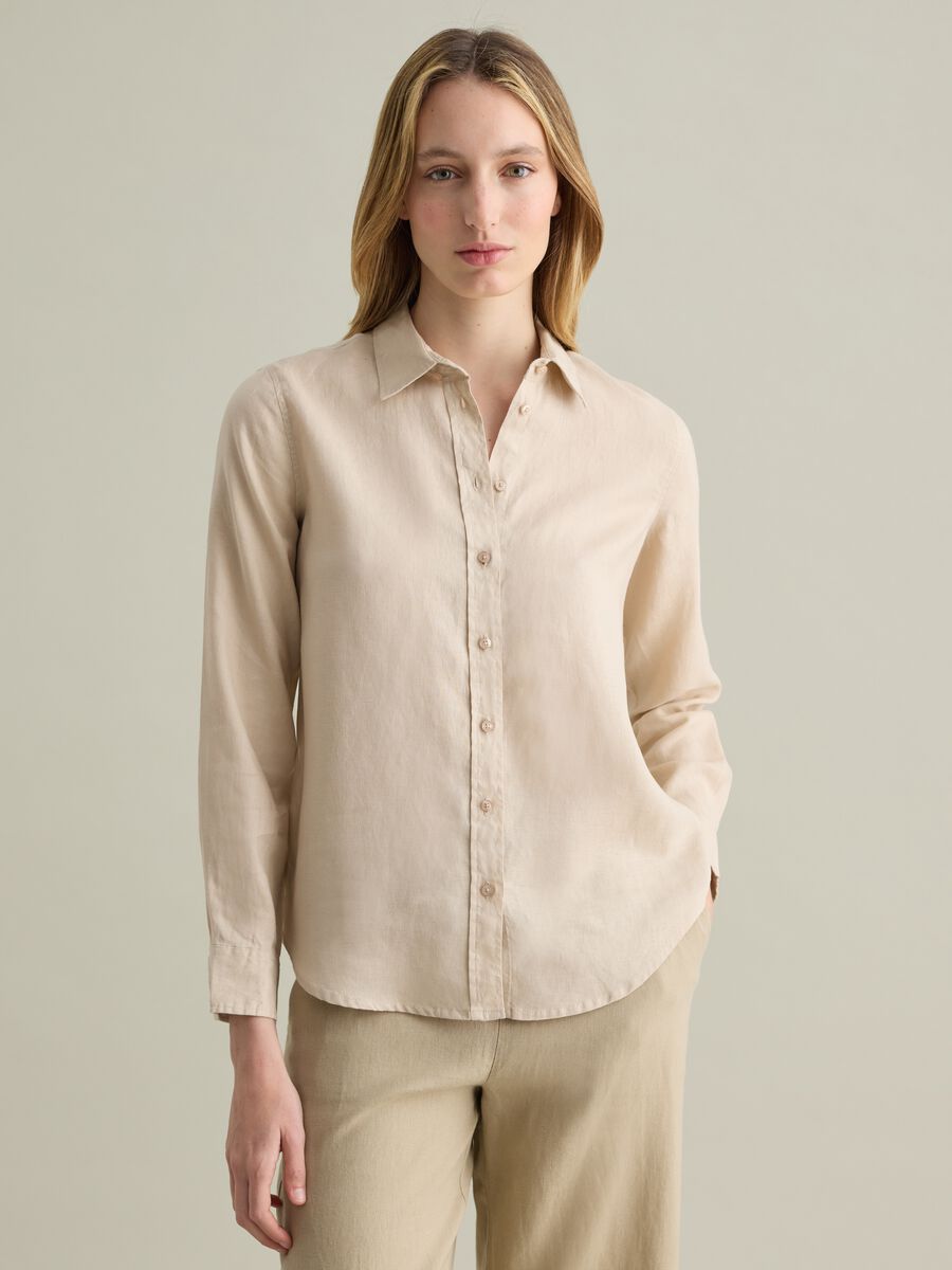 Beige regular-fit shirt in linen_2