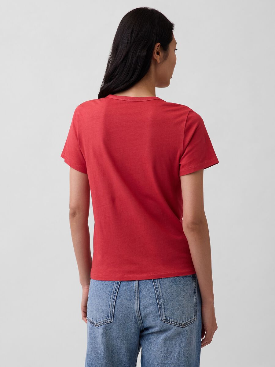 Red Crew Neck T-shirt in Pure Cotton Regular Fit_2