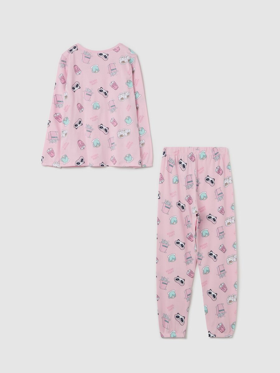 Organic cotton pyjamas with "Pajama party" motif print_1