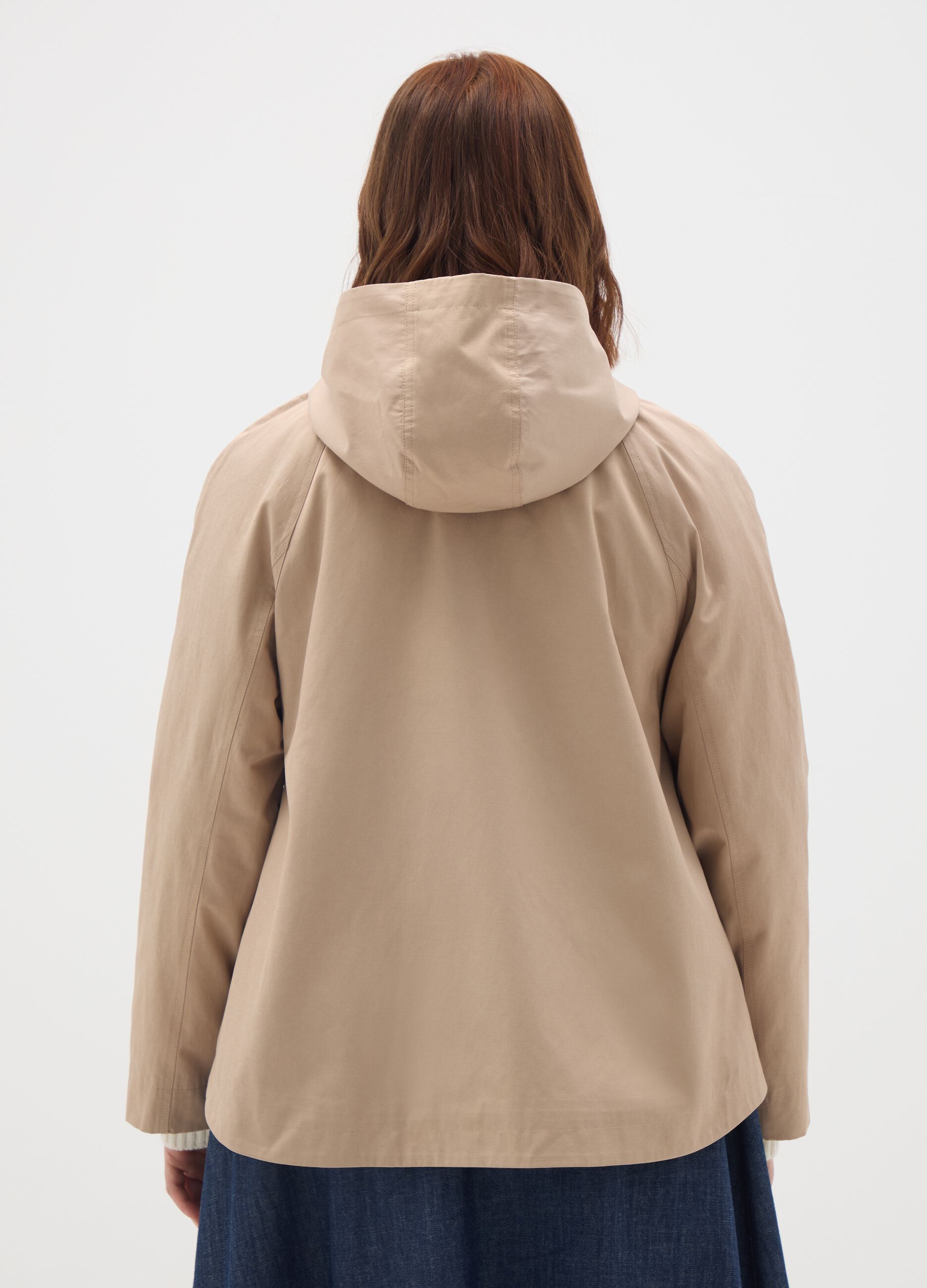 Beige cotton blend jacket regular fit