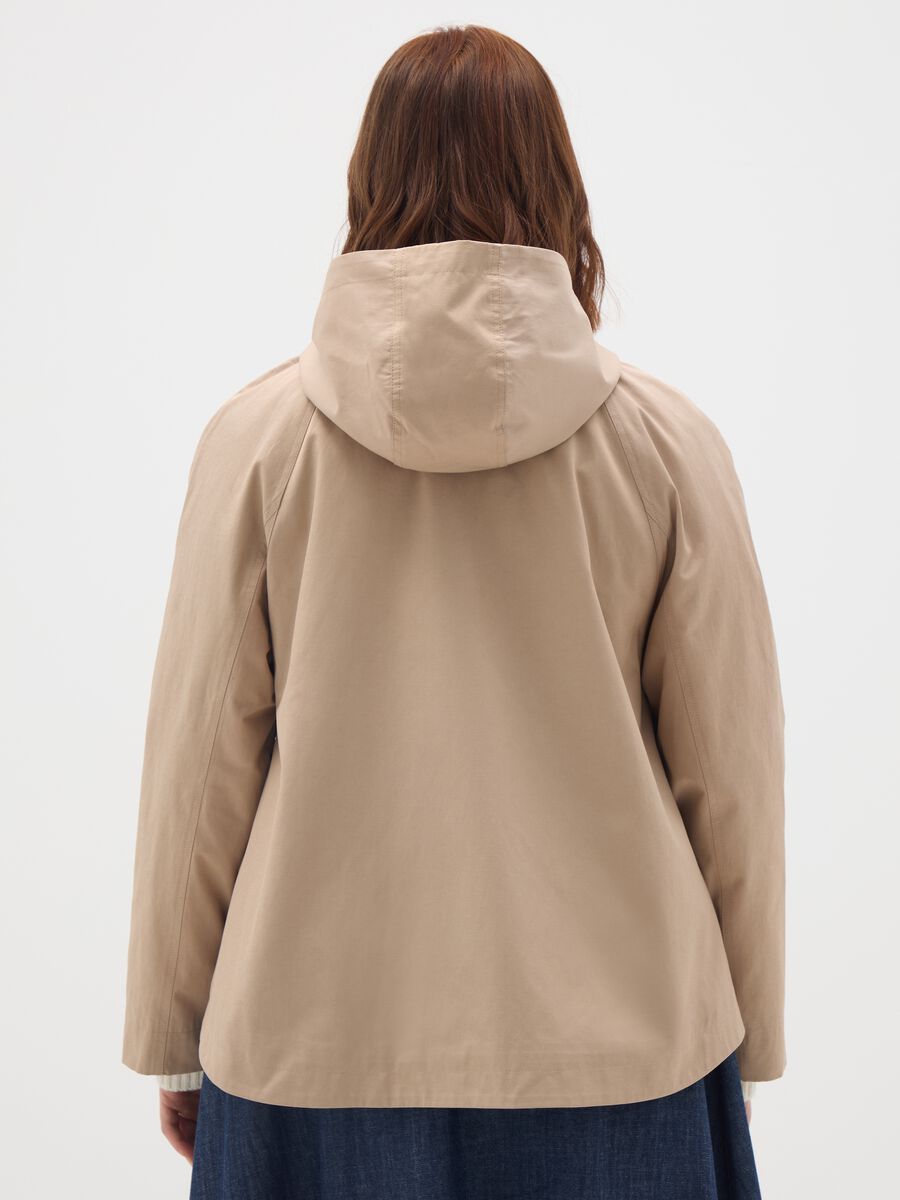 Beige cotton blend jacket regular fit_3