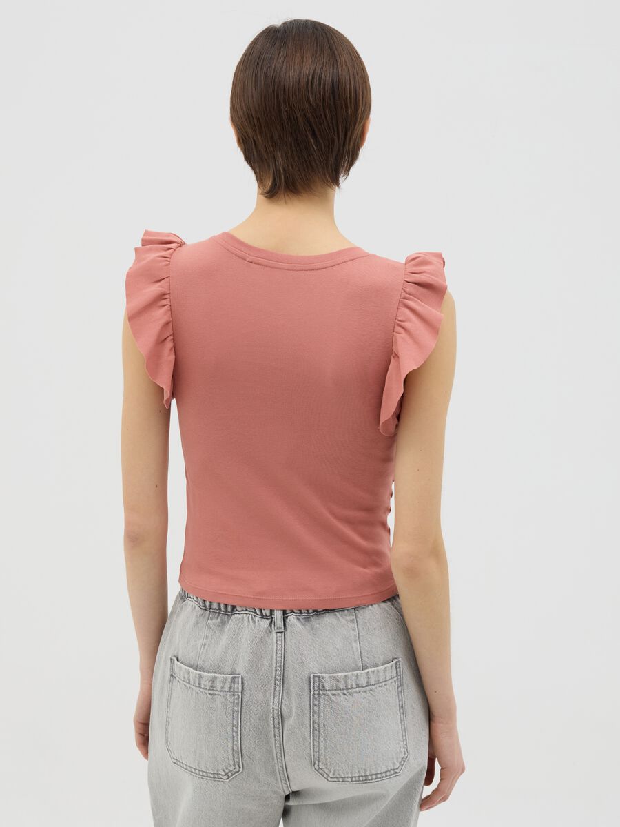 Pink T-shirt with ruffle sleeves by Ovs_3