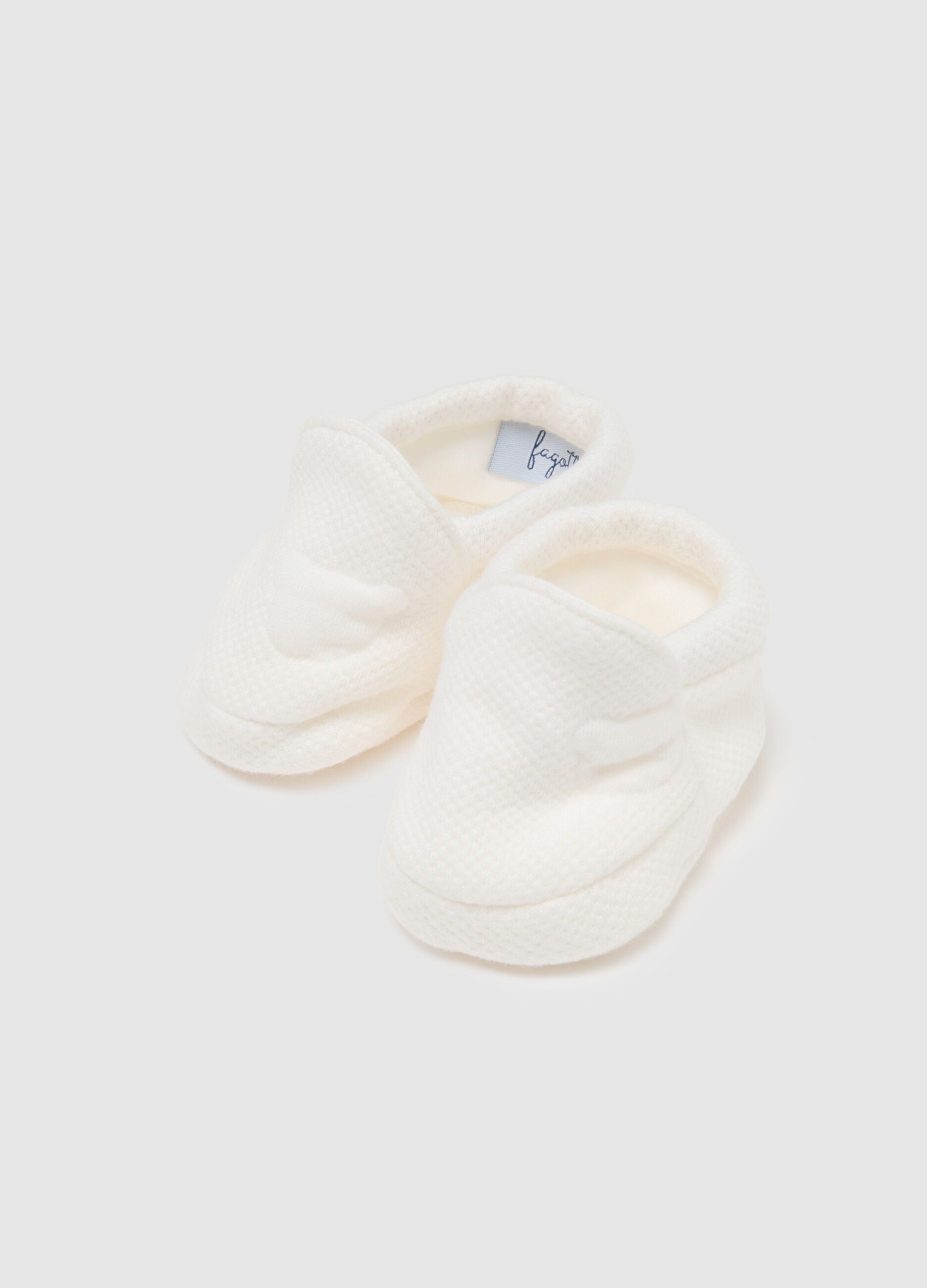 Baby Hat and Booties in White Cotton