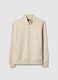 Beige cotton-blend sweatshirt in regular fit with full zip_4