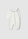 White cotton blend baby girl romper regular fit with frilled collar_0