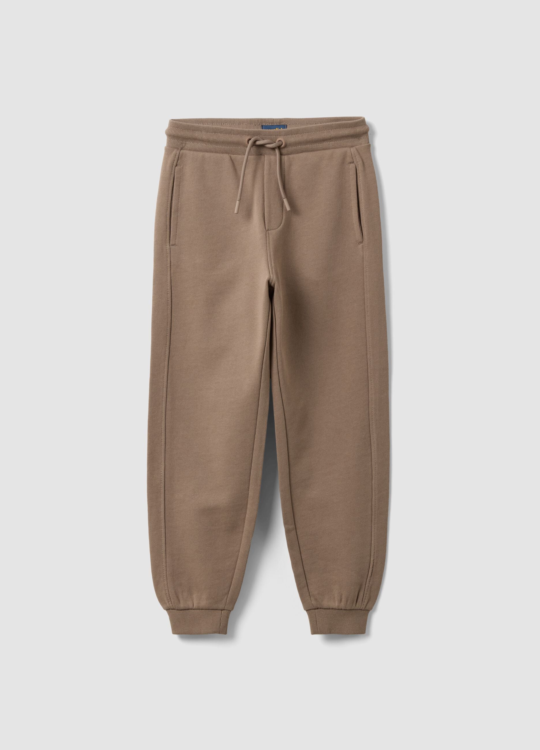 Pantaloni jogger beige in cotone organico