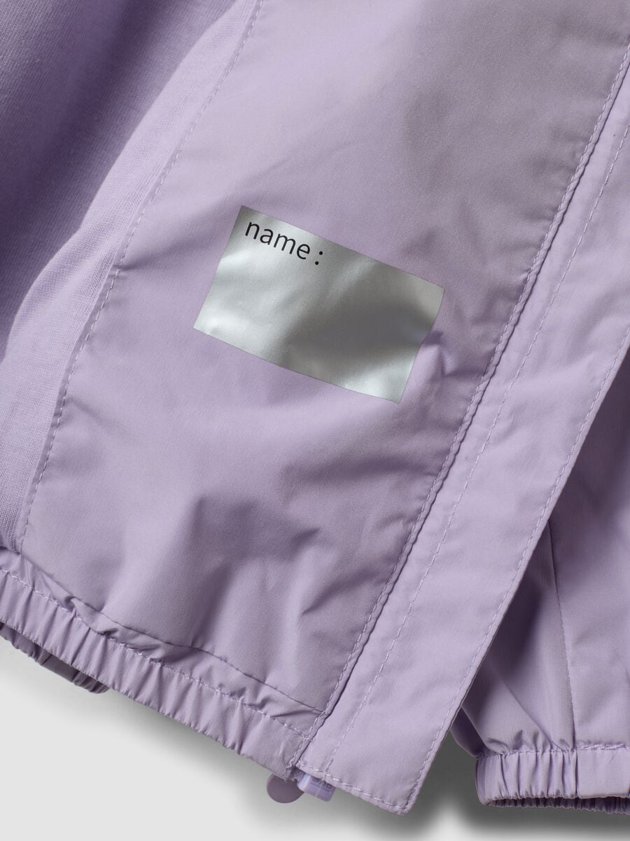 Purple hooded rain jacket with zip for baby girl_3