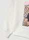 White hooded sweatshirt with teddy bear print in cotton blend_3