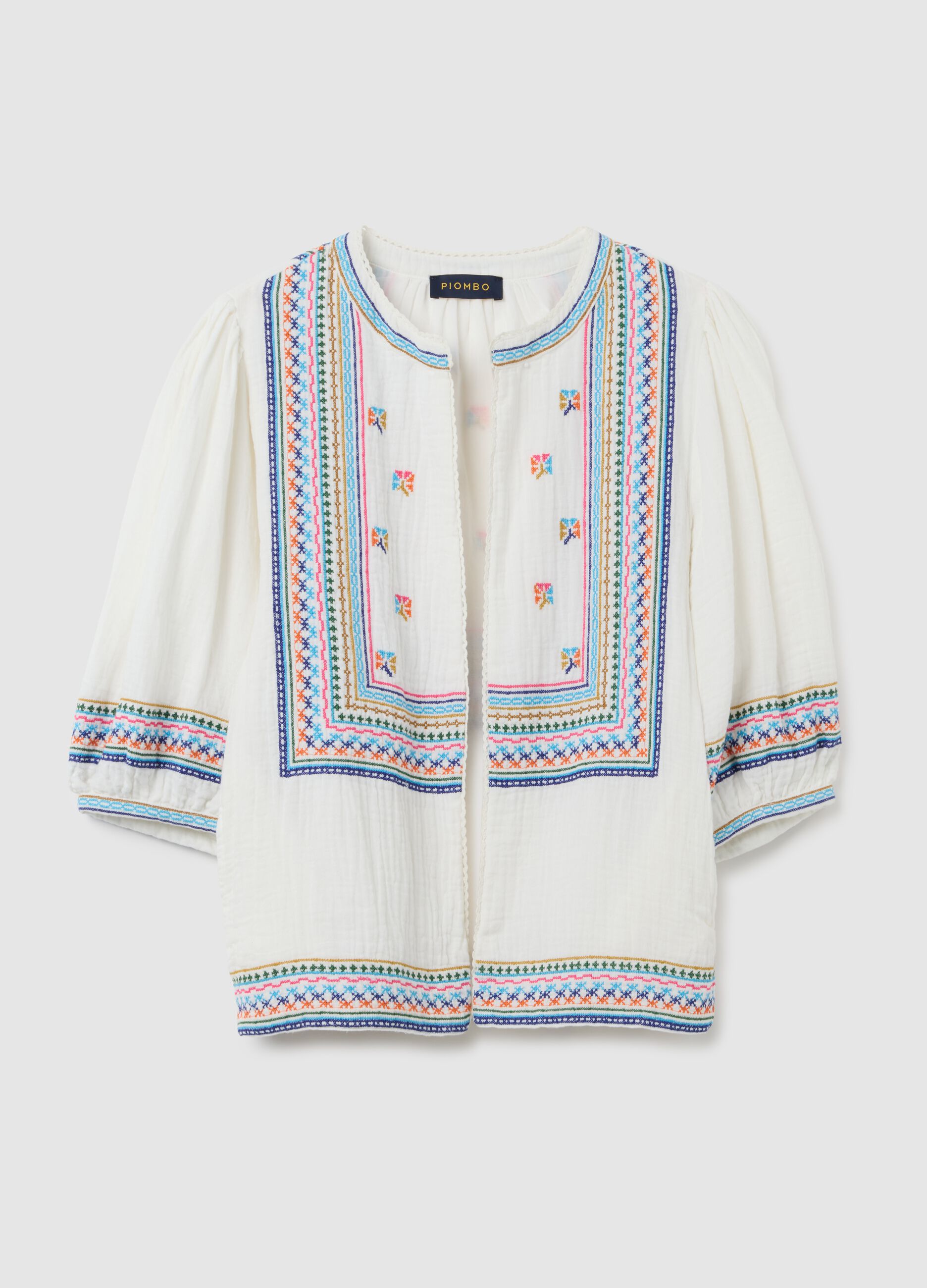 Camicia da donna in puro cotone multicolor over