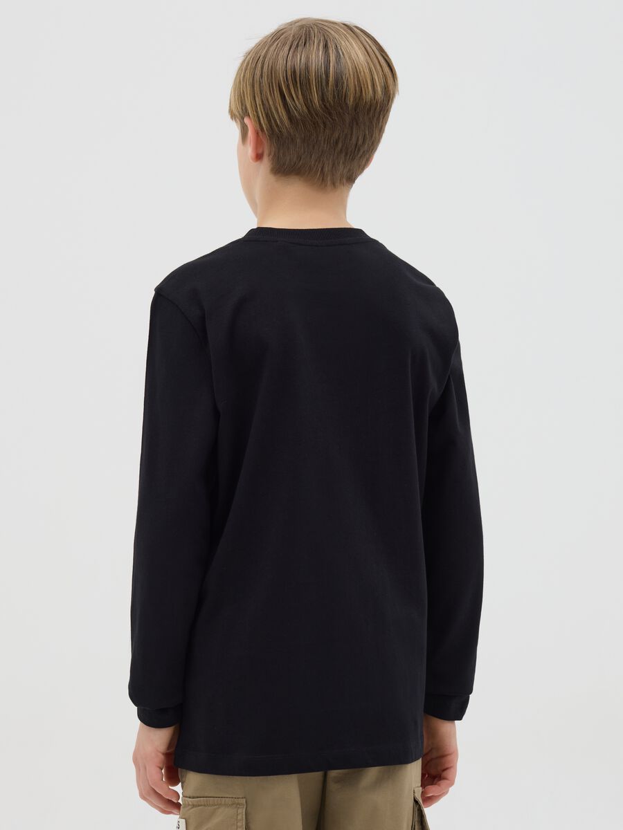 Cotton T-shirt with print and long sleeves_2