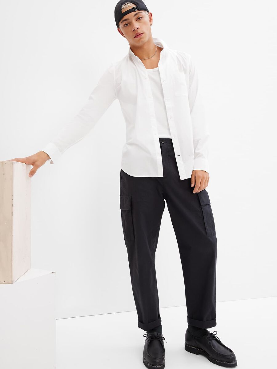 Camicia slim fit in popeline fantasia vichy_0
