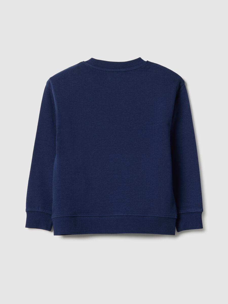 Blue kids' crew neck sweatshirt in pure cotton with relaxed fit_1