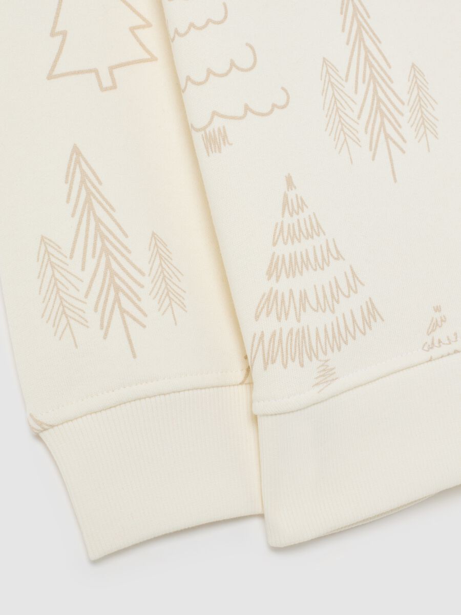 Beige children's Christmas sweatshirt in pure cotton regular fit with print_3