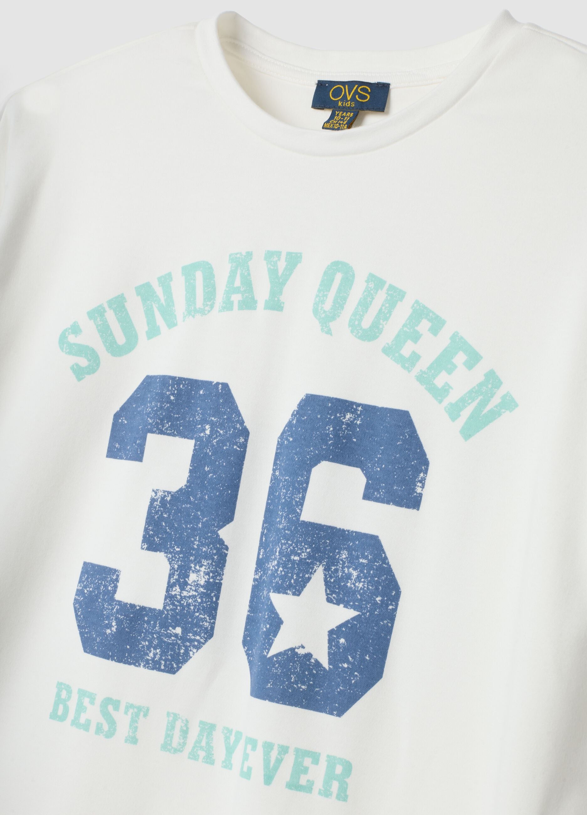 Blue organic cotton crew-neck pyjamas