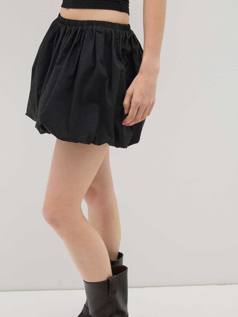 Black Cotton Blend Balloon Skirt_3