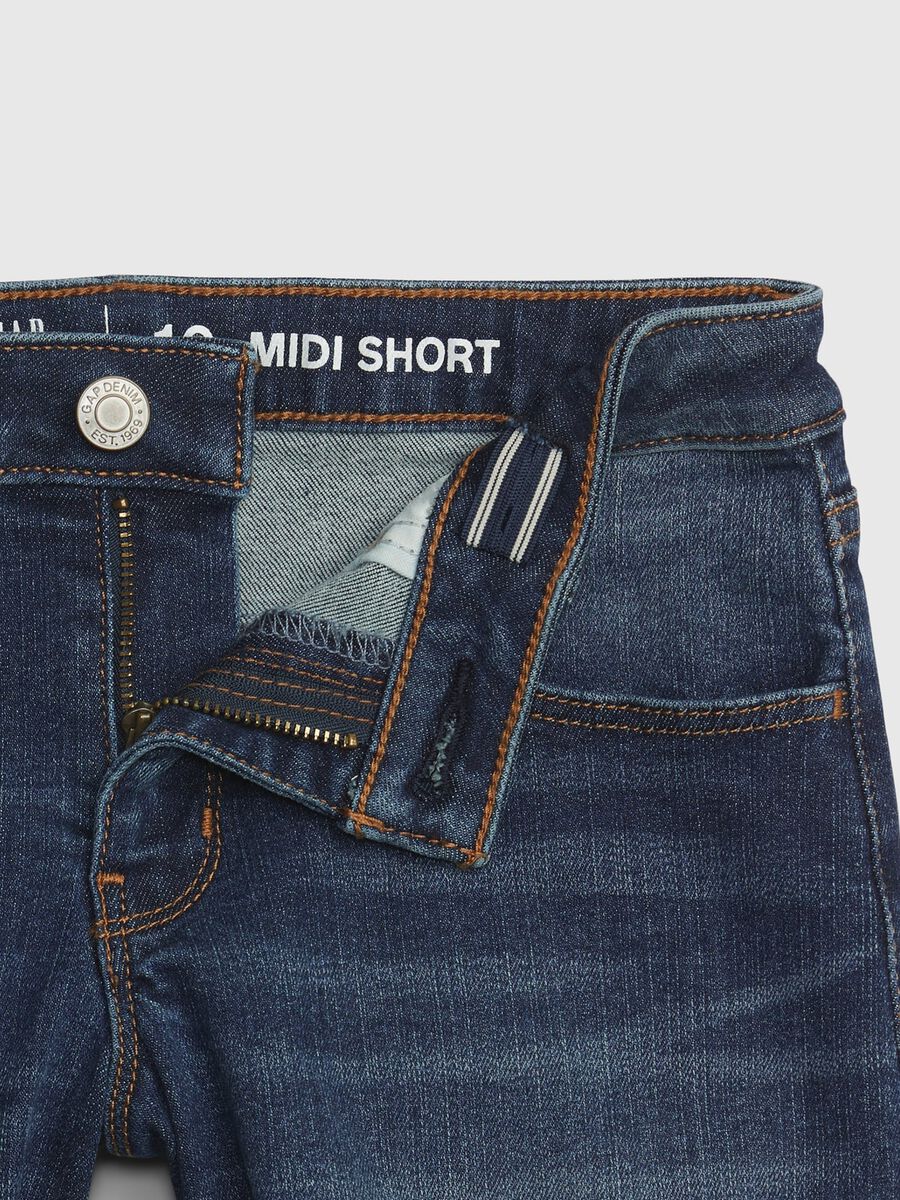 Stretch denim midi shorts_2