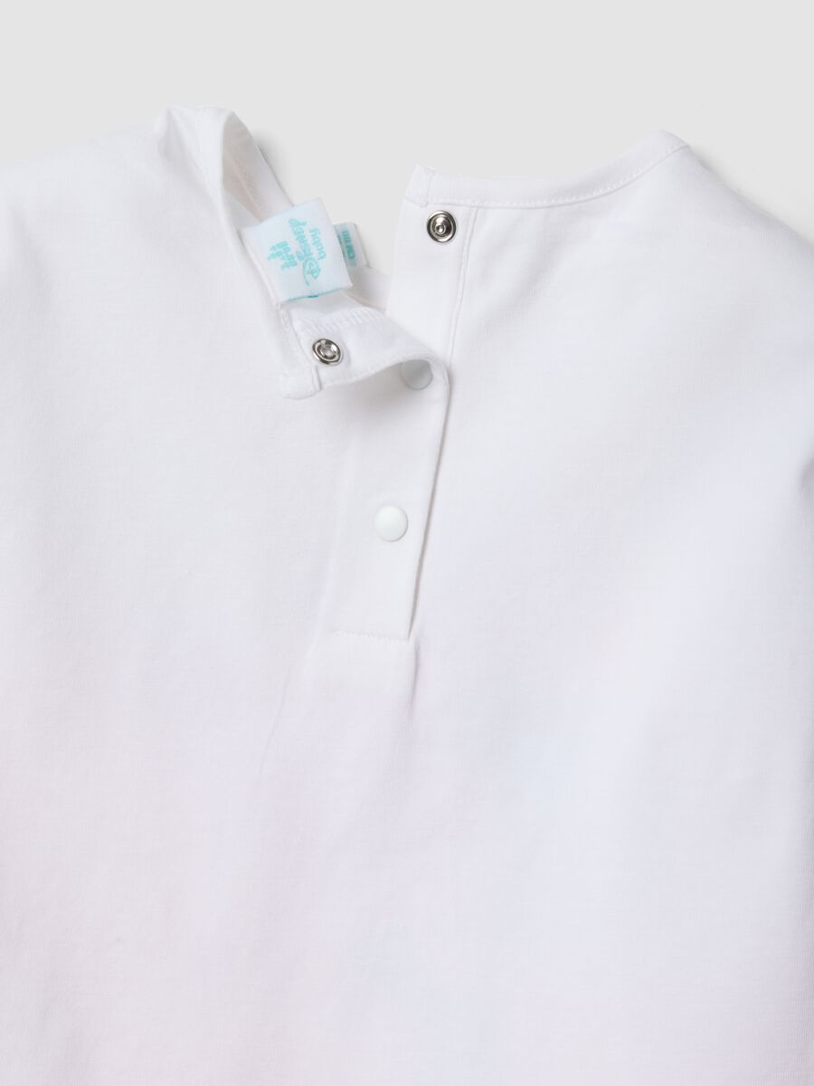 White and pink stretch cotton set with T-shirt and shorts_2