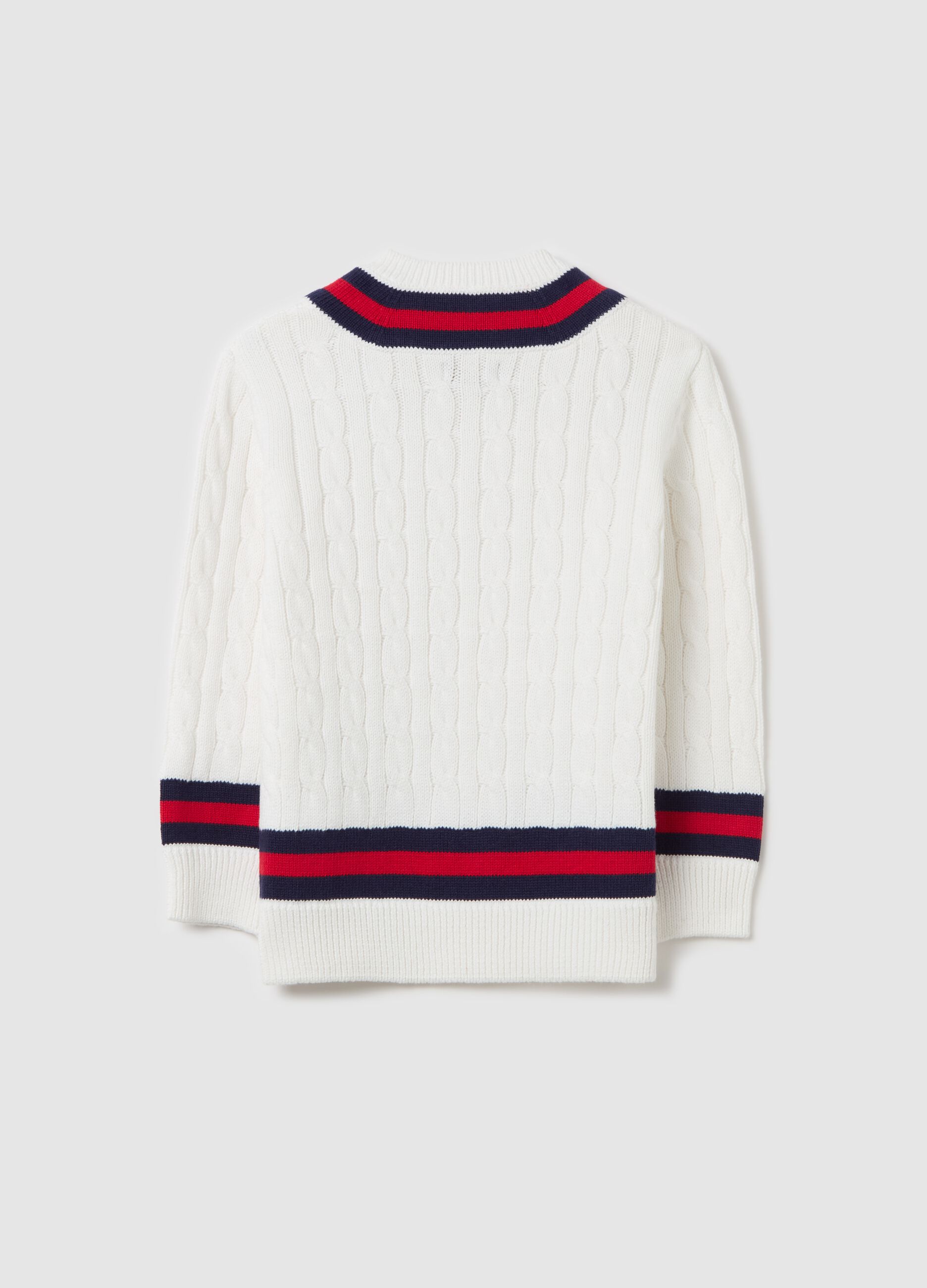 Cable-knit pullover with V neck