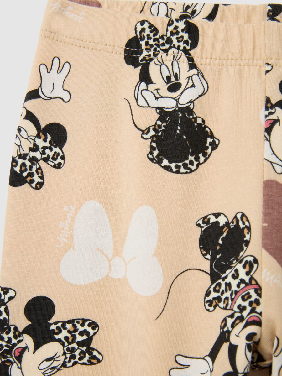 Girls' beige stretch cotton Disney print leggings_2