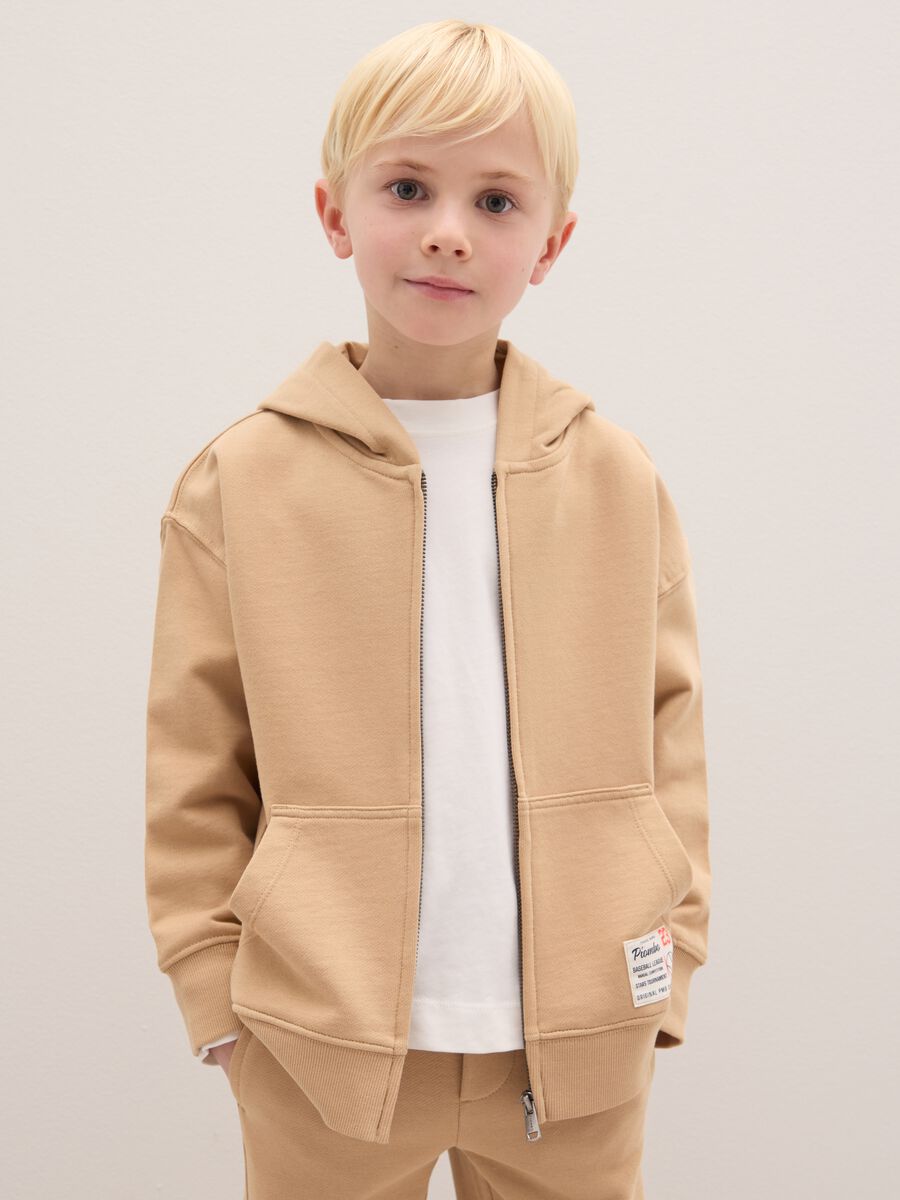Felpa da bambino in puro cotone beige regular fit_0
