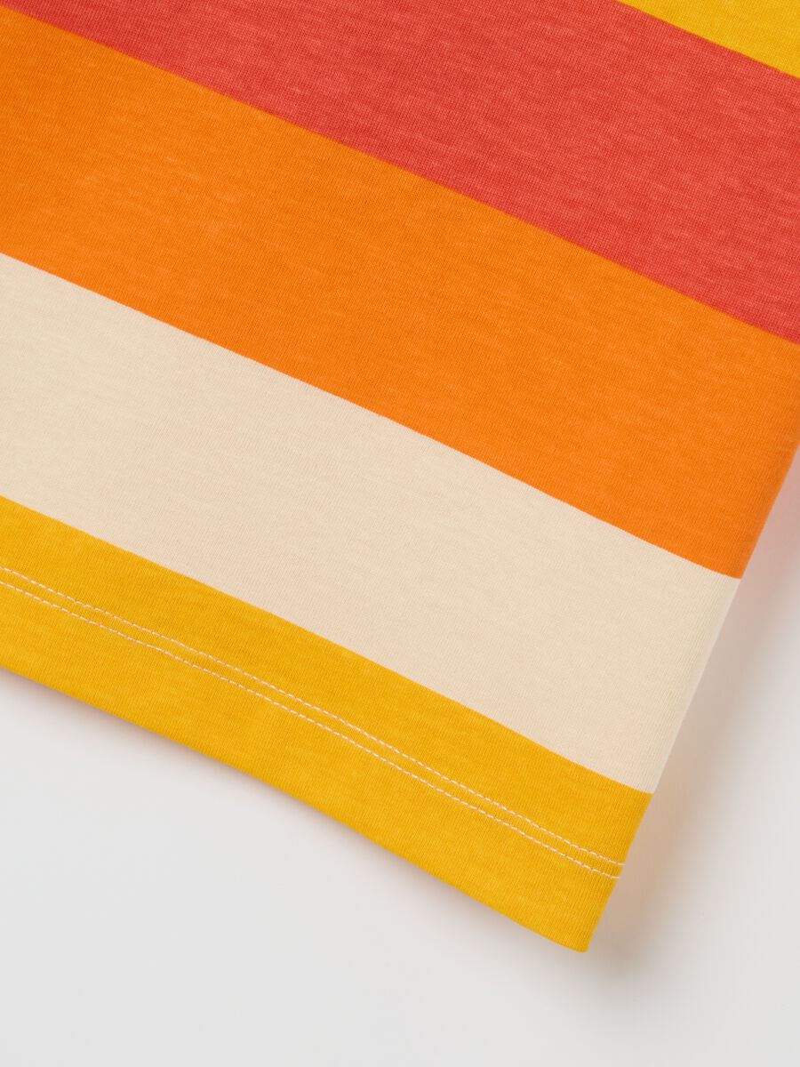 Multicoloured striped cotton T-shirt for children_3
