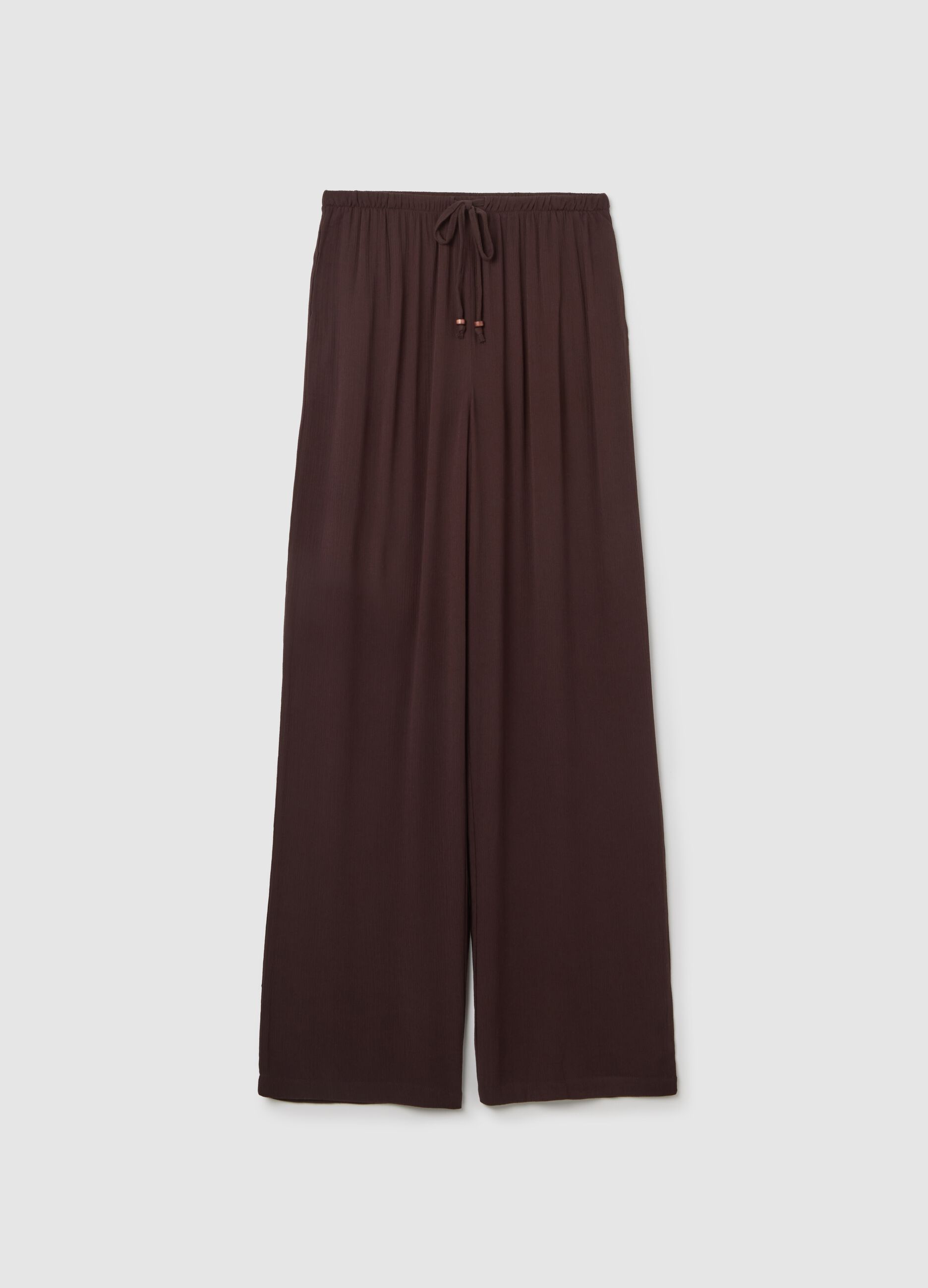 Women's brown relaxed-fit trousers in 100% viscose