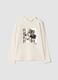 White stretch cotton Minnie print top_0
